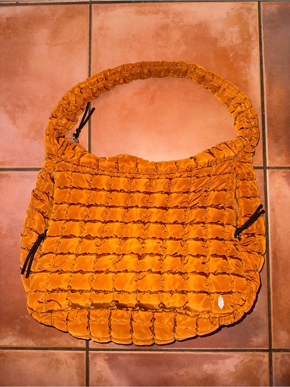 FP Movement by Free People Quilted Velvet Shoulder Bag in Orange